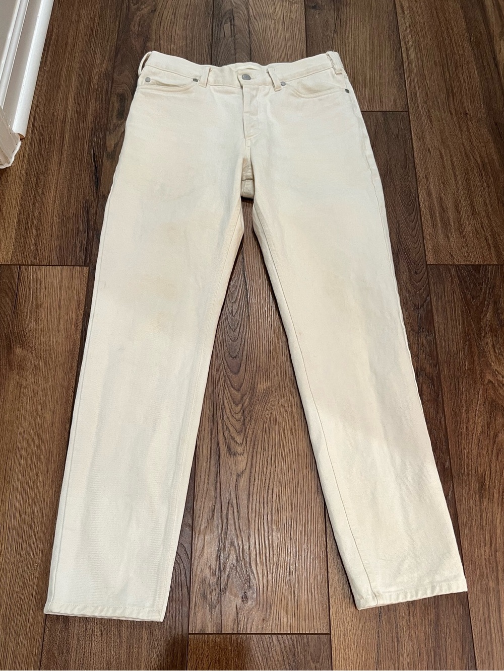 Norse Projects Edvard Heavy Twill Jeans Mens 30x29 White‎ Ecru Denim Straight
